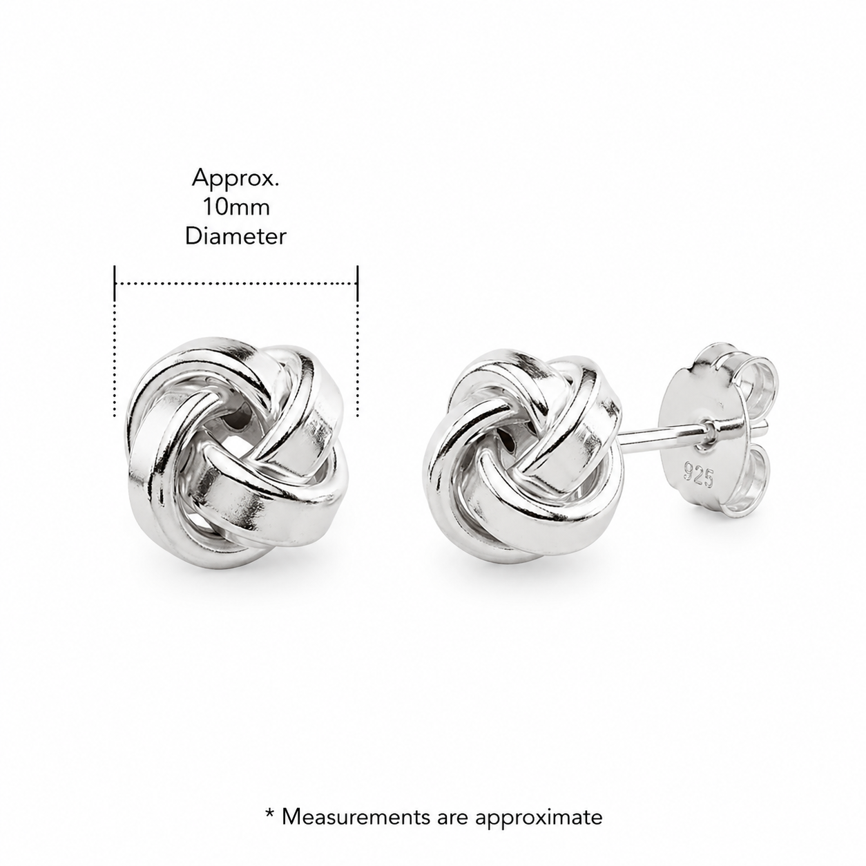 Sterling Silver love knot studs