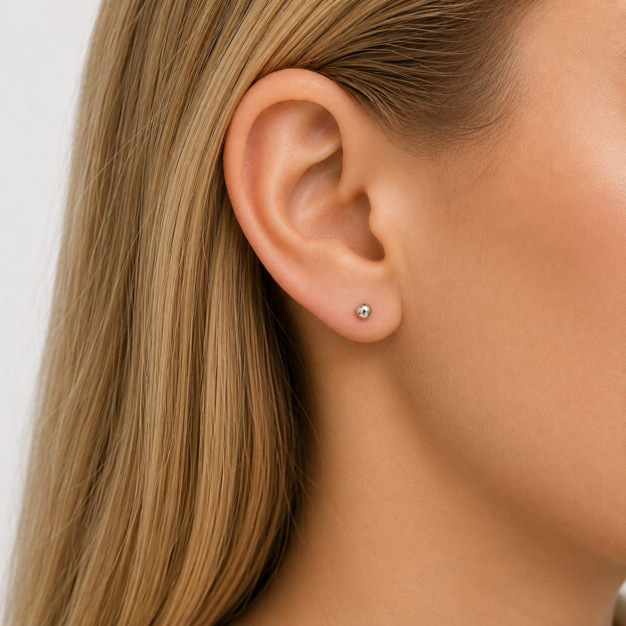 Sterling Silver polished 3mm ball stud earrings