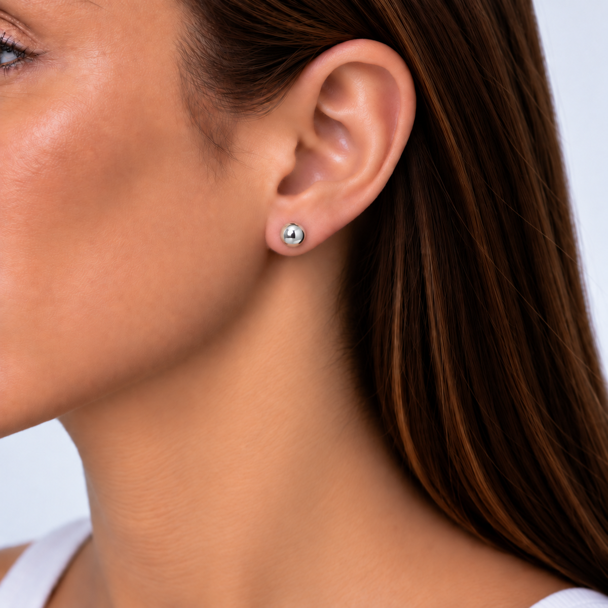 Sterling Silver polished 8mm ball stud earrings