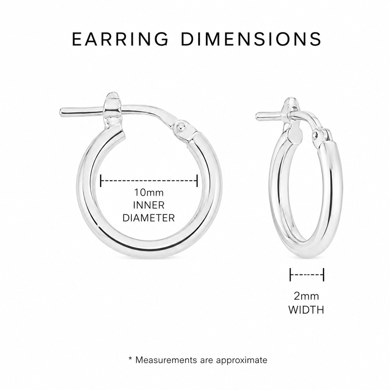 Sterling Silver polished hoops 10mm