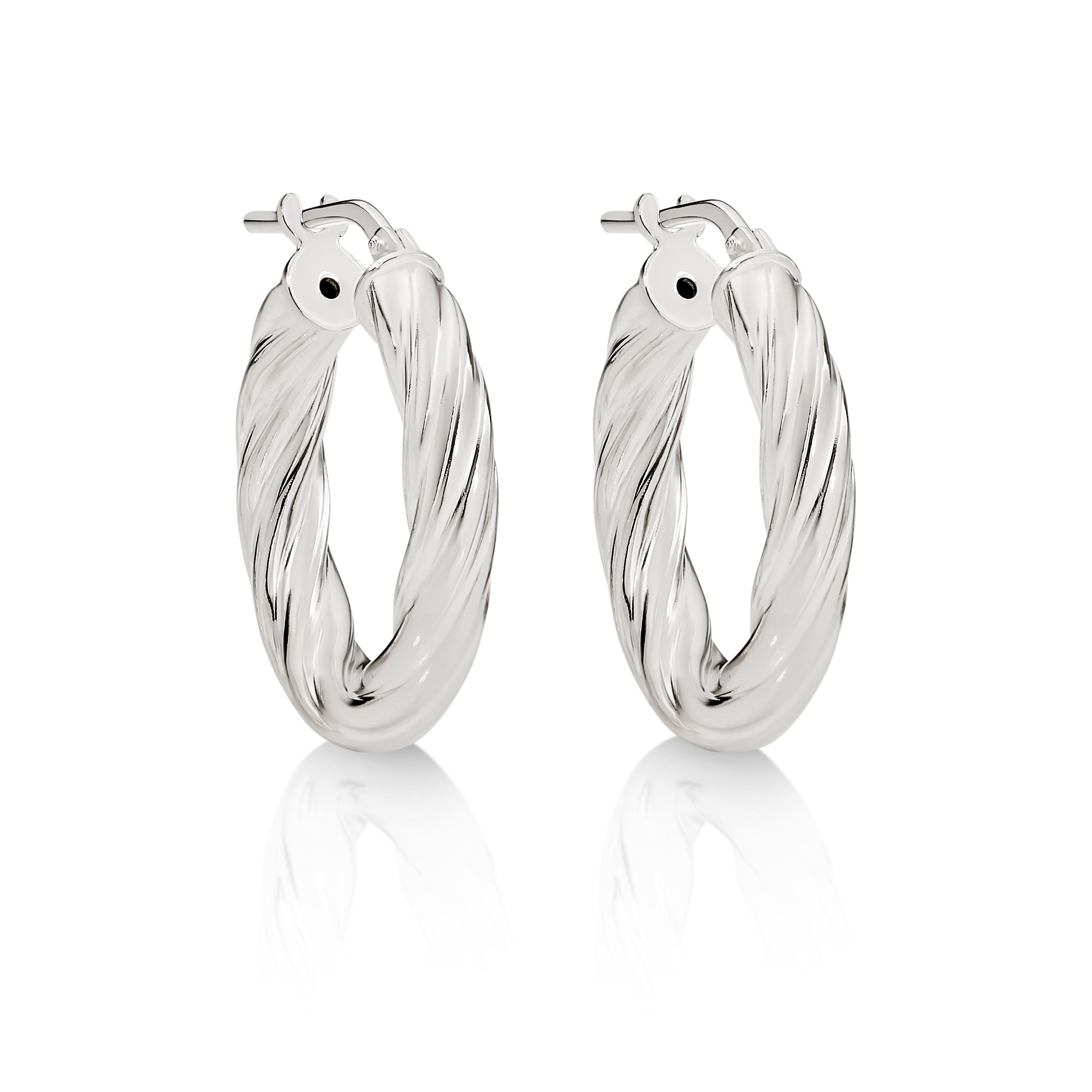 Sterling Silver thick twist hoops 15mm
