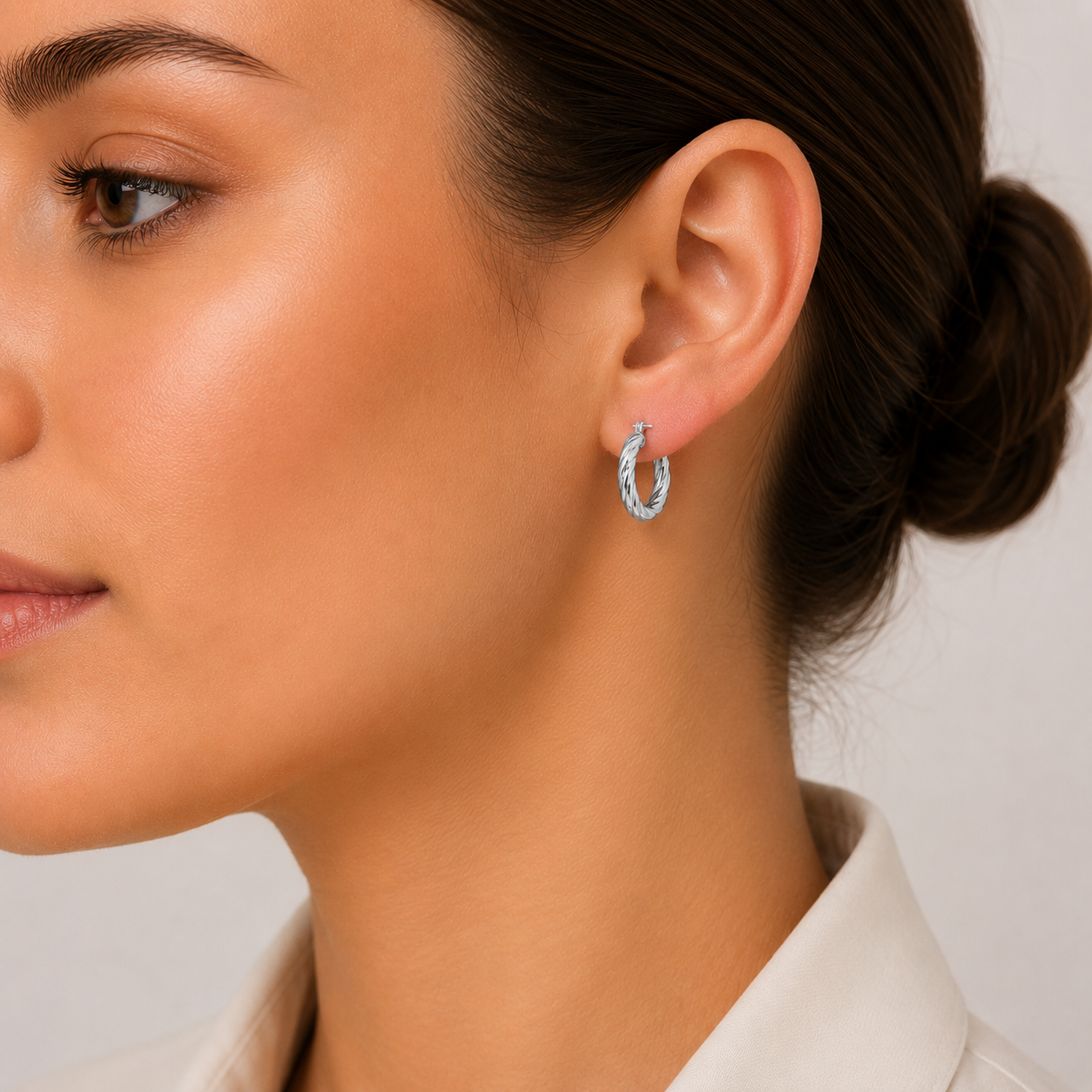 Sterling Silver thick twist hoops 15mm