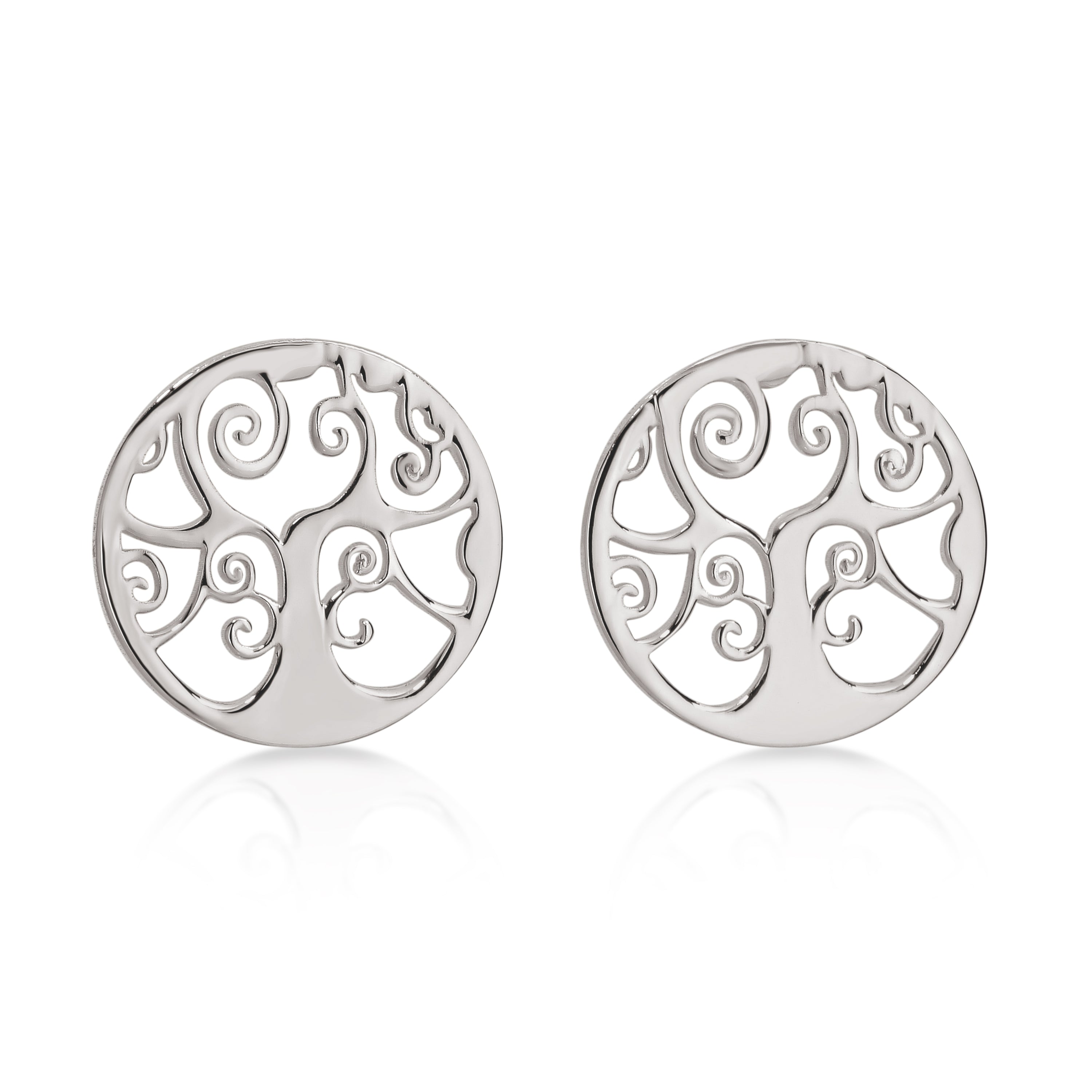 Sterling Silver tree of life disc studs
