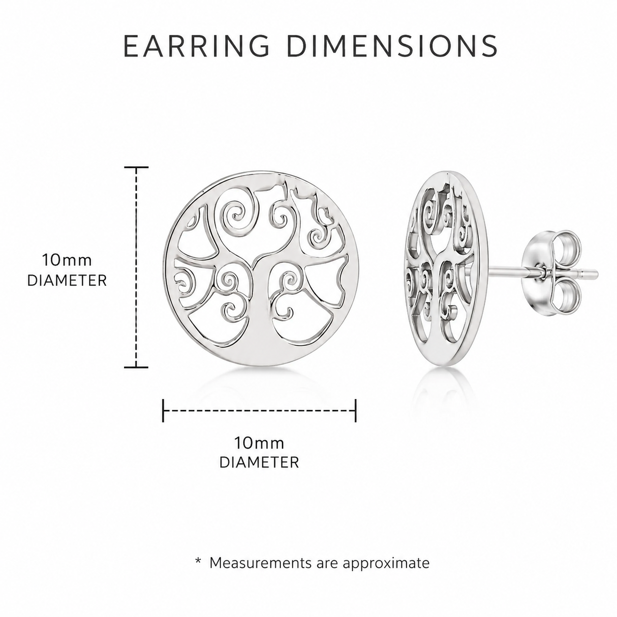 Sterling Silver tree of life disc studs