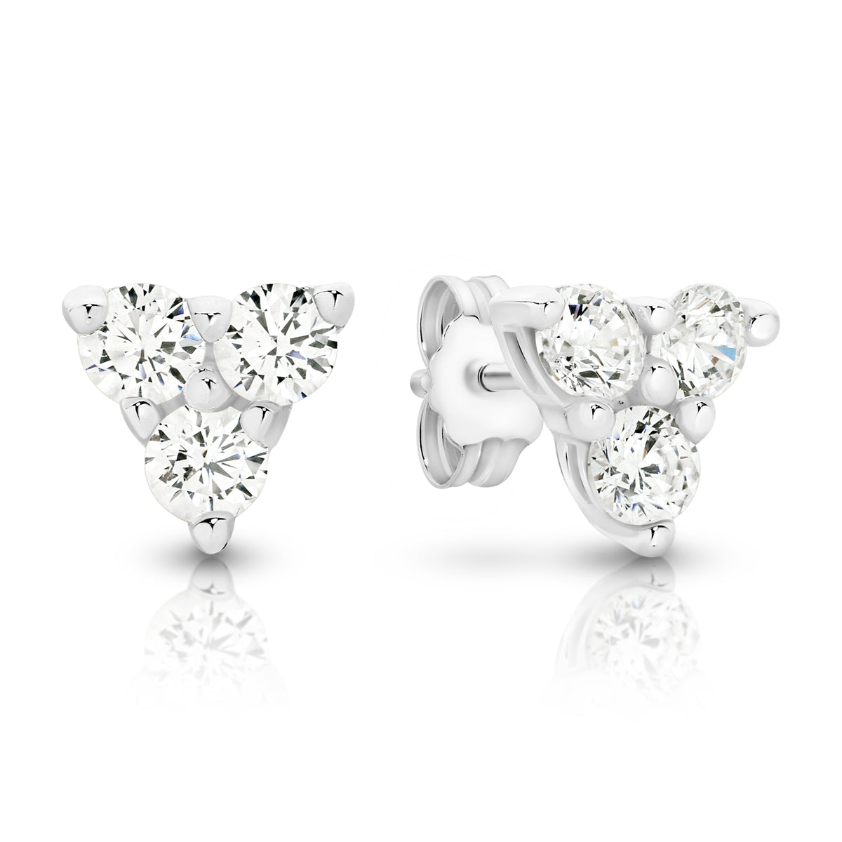 Sterling Silver triple claw set cubic zirconia stud earrings