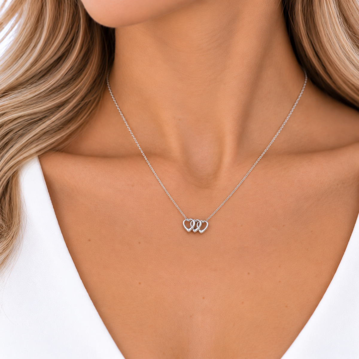 Sterling Silver triple heart necklace