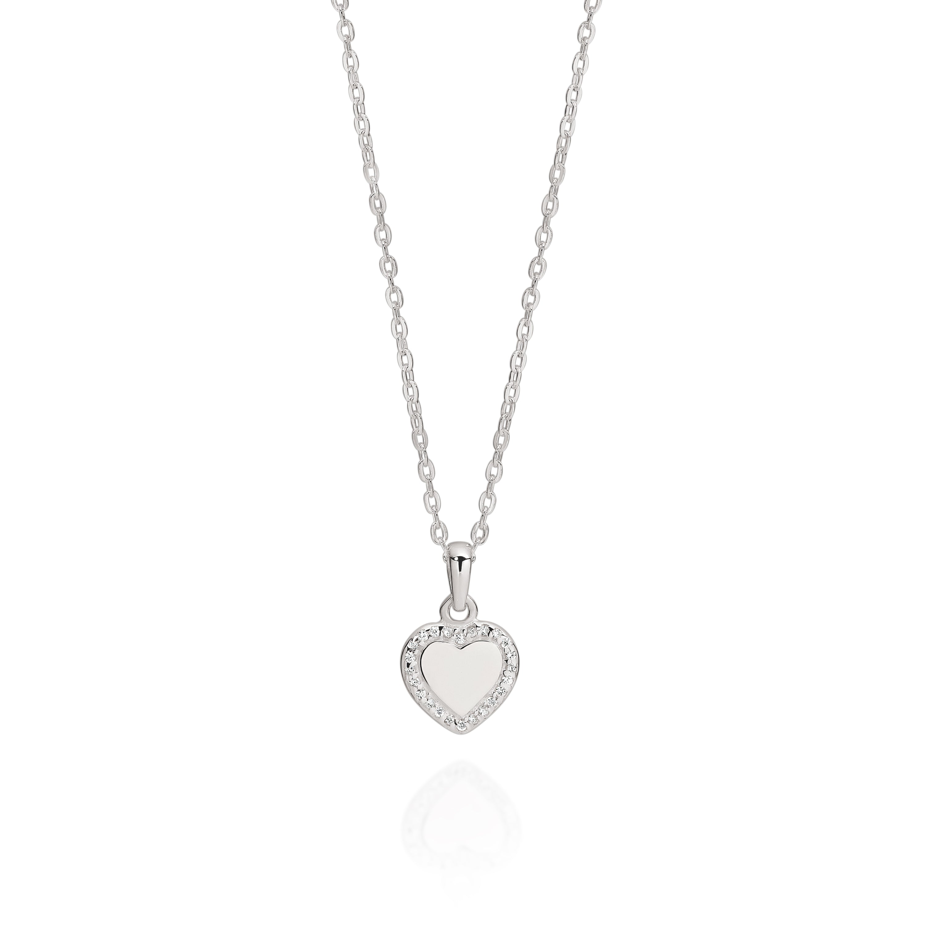 Sterling silver cubic zirconia heart children's necklace 38cm