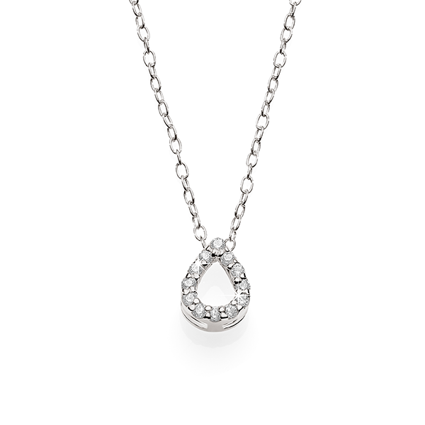 Sterling silver cubic zirconia pear slider necklace