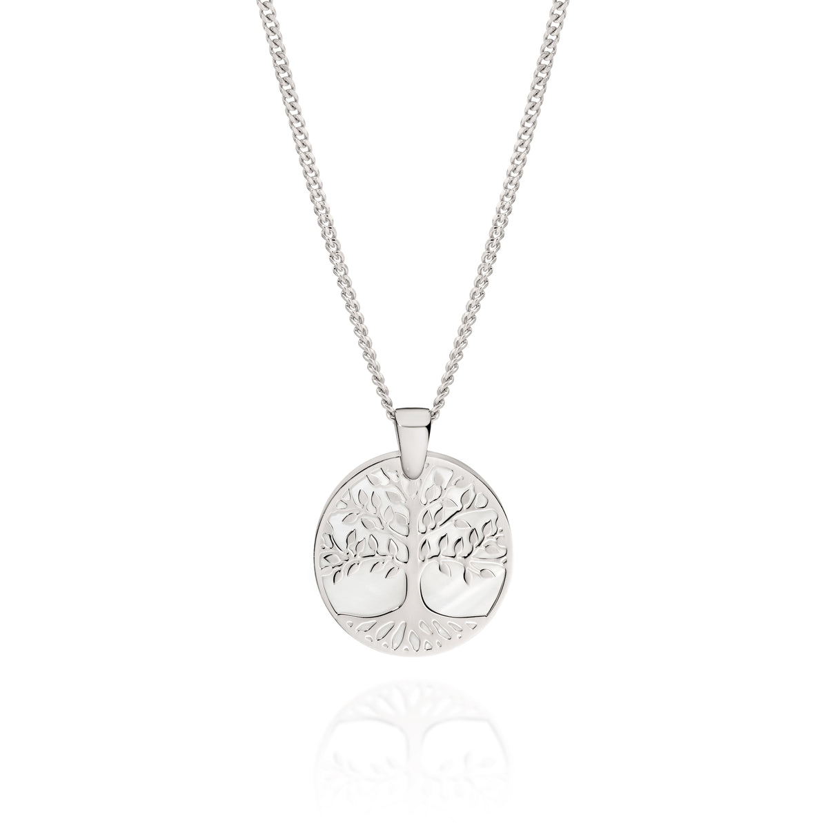 Sterling silver mother of pearl tree of life pendant on chain