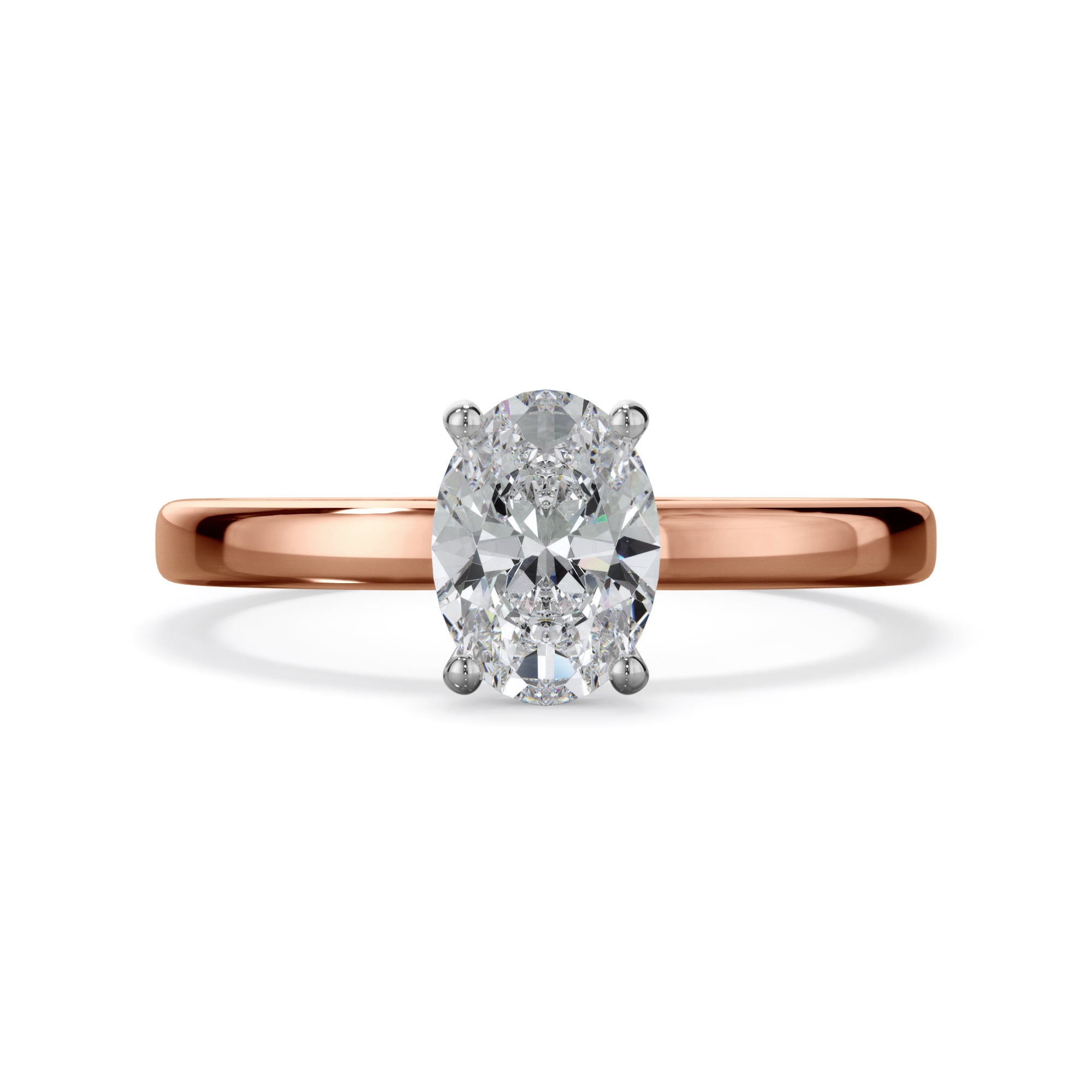 Lily 18k Rose Gold 1.0ct Oval Cut Solitare LAB Grown Bloom Diamond Ring
