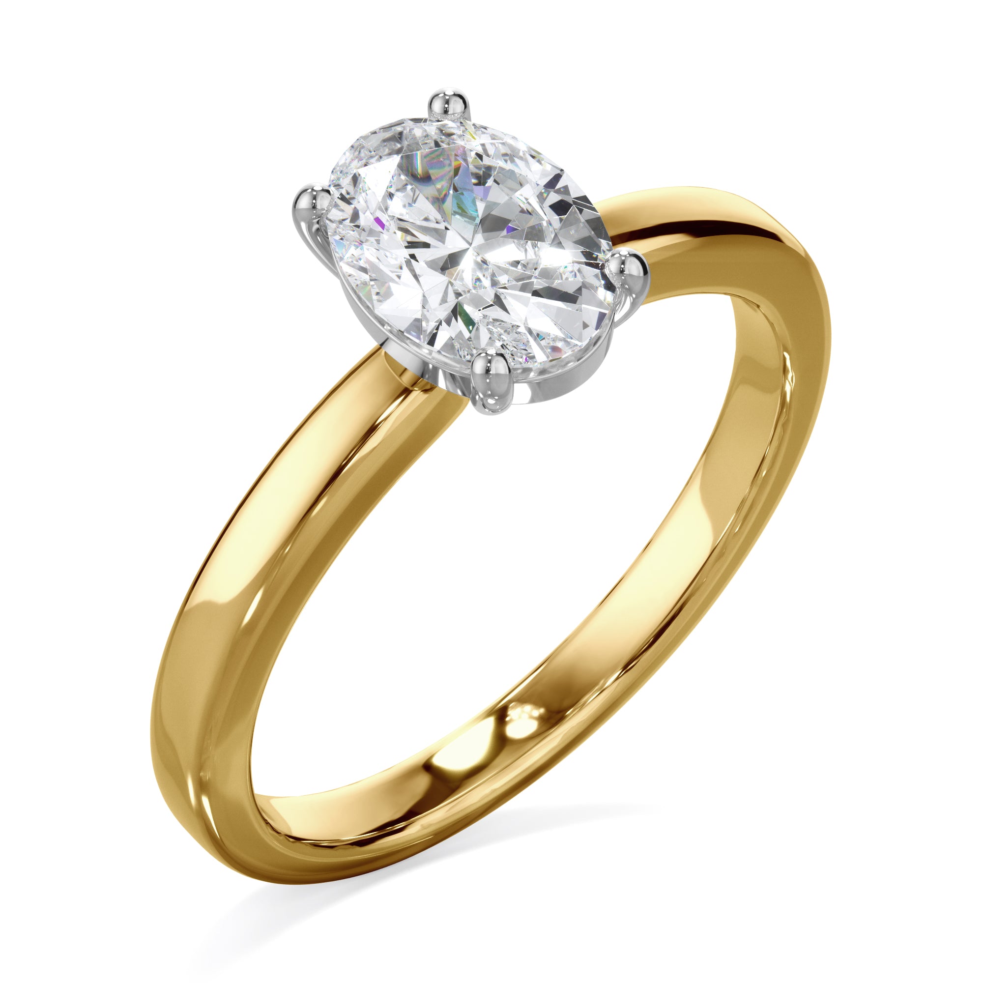 Lily 18k Yellow Gold 1.0ct Oval Cut Solitare LAB Grown Bloom Diamond Ring