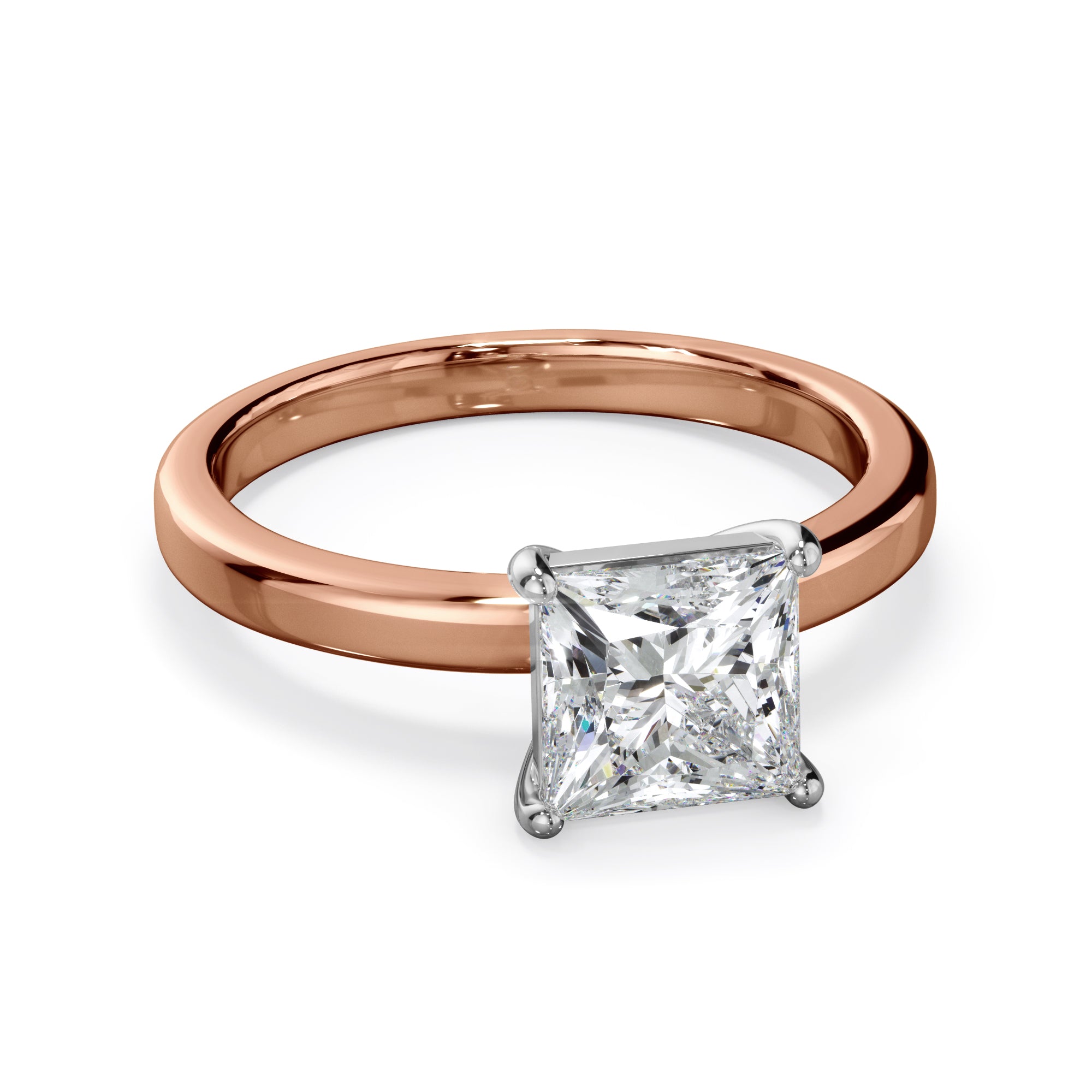 Pansy 18k Rose Gold 2.0ct Princess Cut Solitare LAB Grown Bloom Diamond Ring