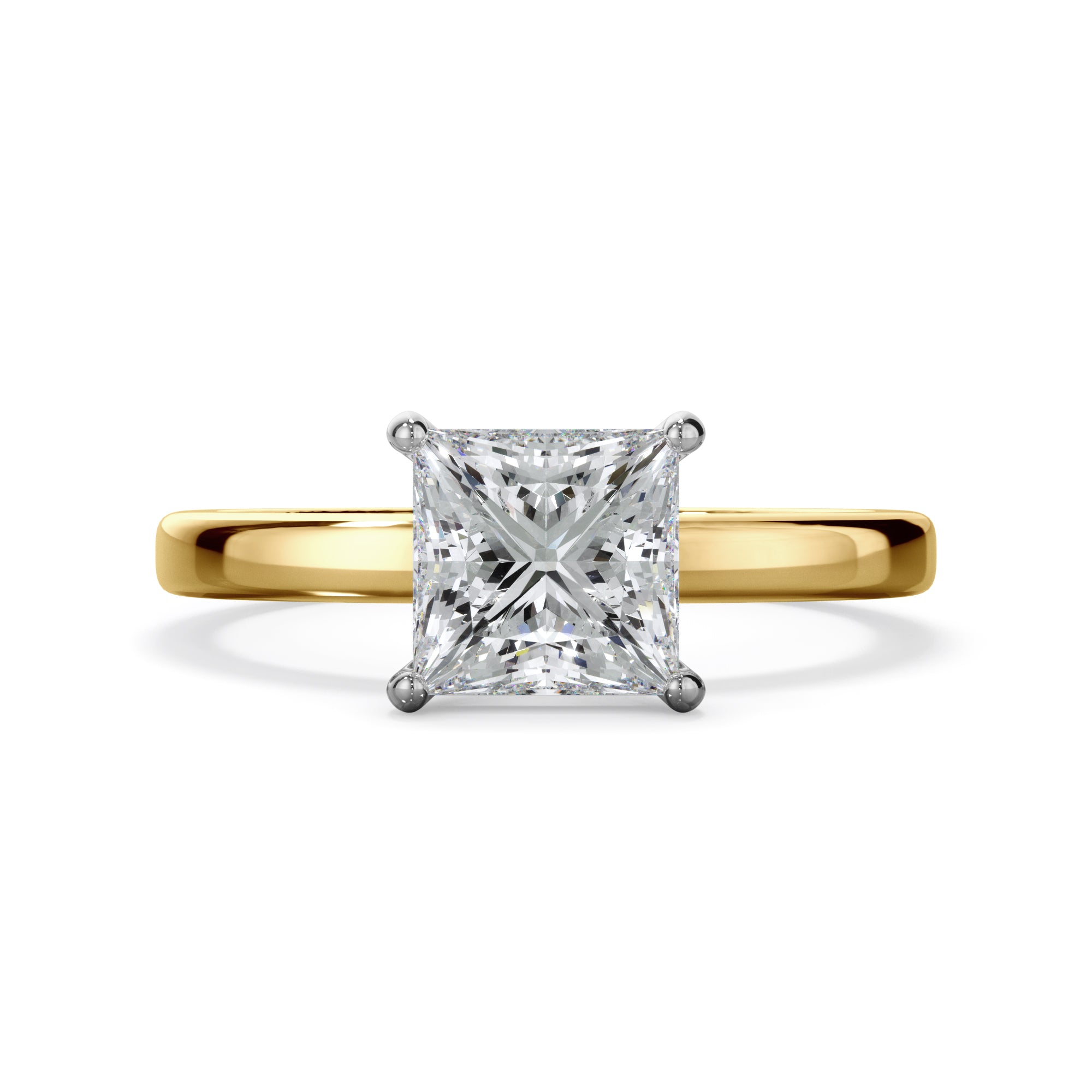 Pansy 18k Yellow Gold 2.0ct Princess Cut Solitare LAB Grown Bloom Diamond Ring