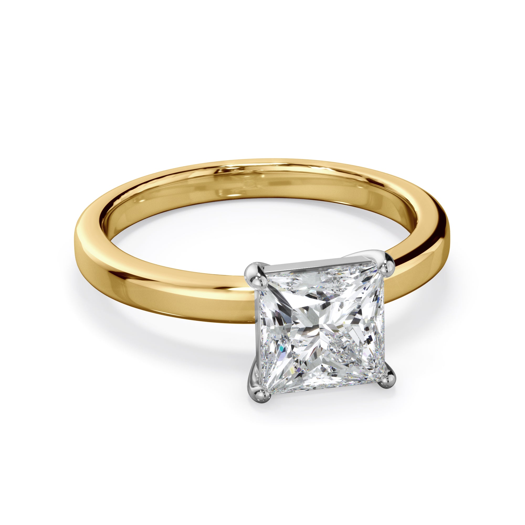 Pansy 18k Yellow Gold 2.0ct Princess Cut Solitare LAB Grown Bloom Diamond Ring