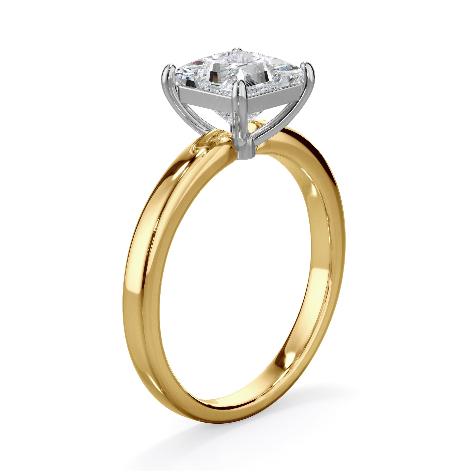Pansy 18k Yellow Gold 2.0ct Princess Cut Solitare LAB Grown Bloom Diamond Ring