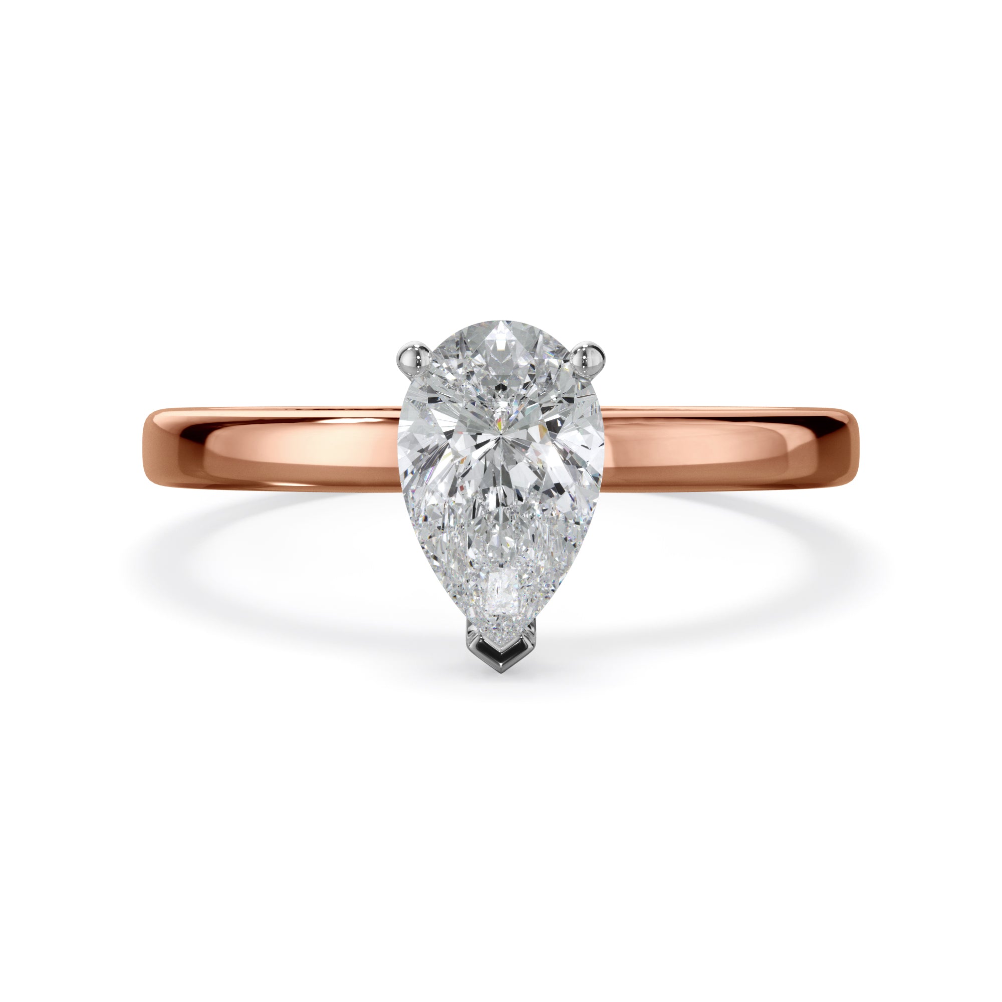 Jasmine 18k Rose Gold 1.0ct Pear Cut Solitare LAB Grown Bloom Diamond Ring