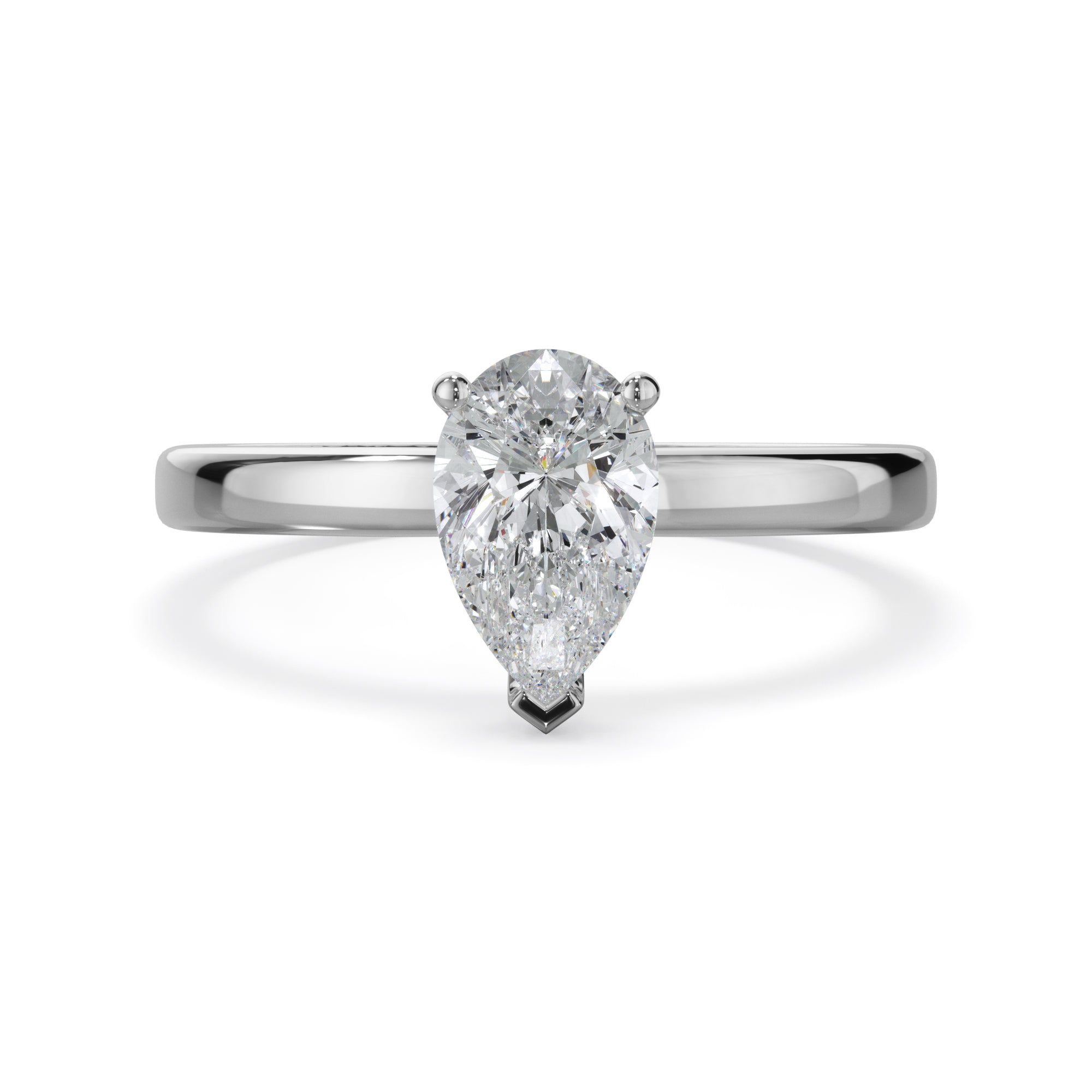 Jasmine Platinum 1.0ct Pear Cut Solitare LAB Grown Bloom Diamond Ring