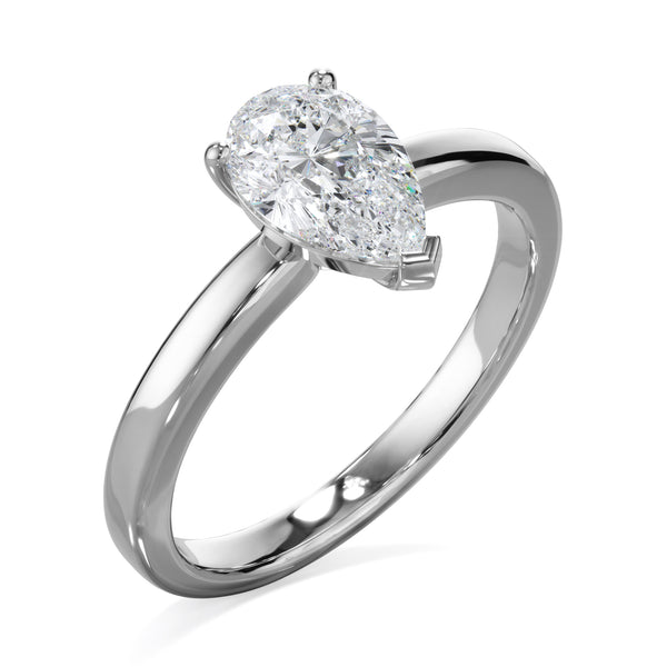 Jasmine Platinum 1.0ct Pear Cut Solitare LAB Grown Bloom Diamond Ring