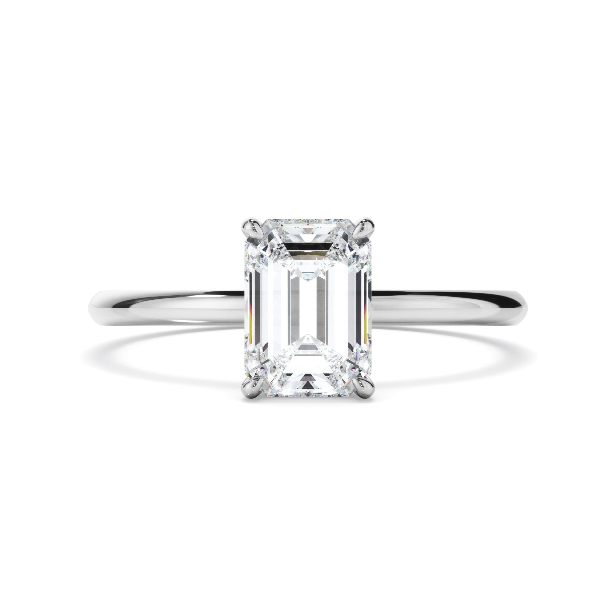 Emerald Cut Lab Diamond Solitaire Engagement Ring