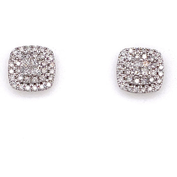 10ct White Gold Diamond Stud Earrings