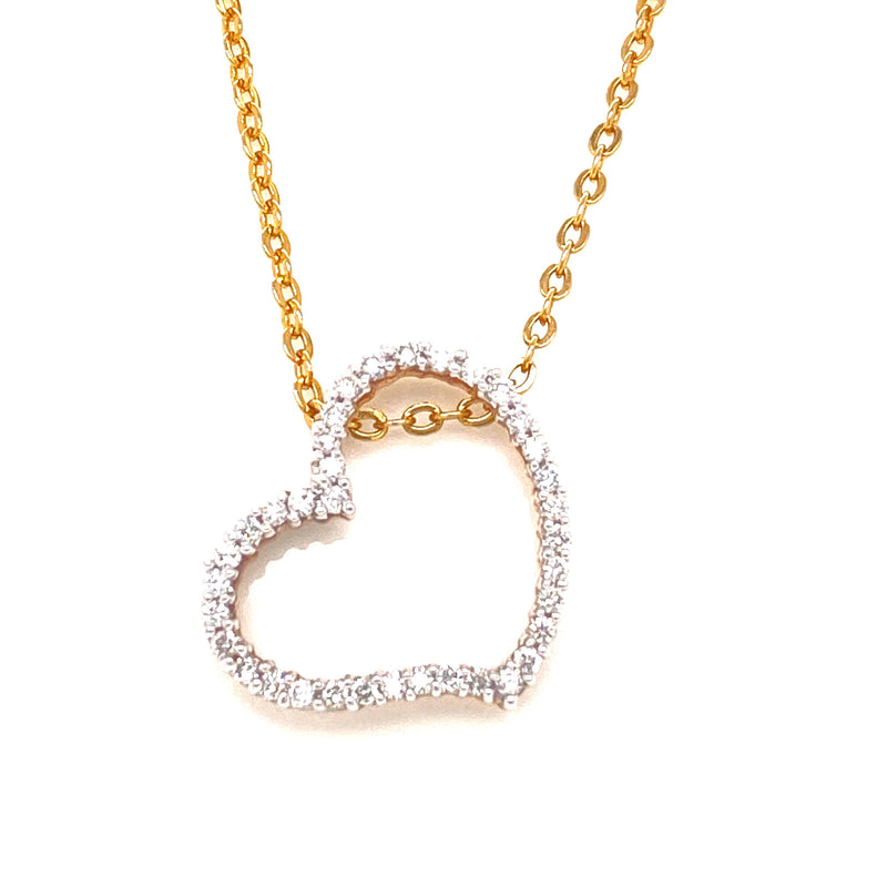 9CT Yellow Gold Diamond Set Heart Pendant