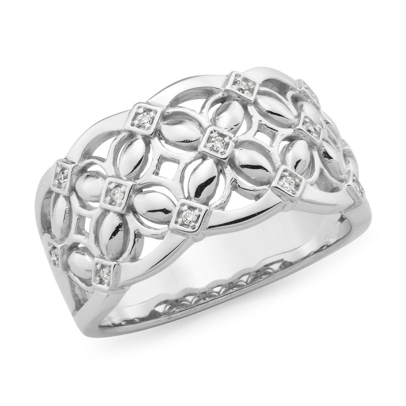 0.065ct Bead Set Diamond Dress Ring in 9ct White Gold