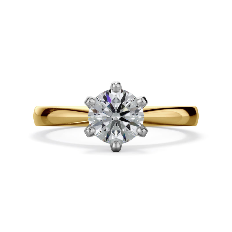 Daffodil 18k Yellow Gold 1.0ct Round Brilliant Solitare LAB Grown Bloom Diamond Ring