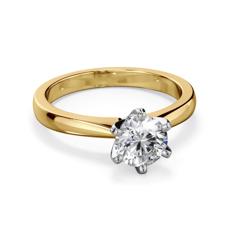 Daffodil 18k Yellow Gold 1.0ct Round Brilliant Solitare LAB Grown Bloom Diamond Ring