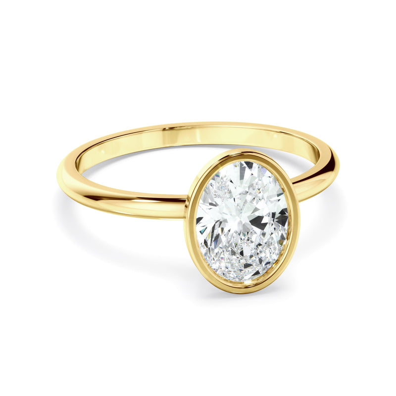 Oval Cut Diamond Solitaire Bezel Set Engagement Ring