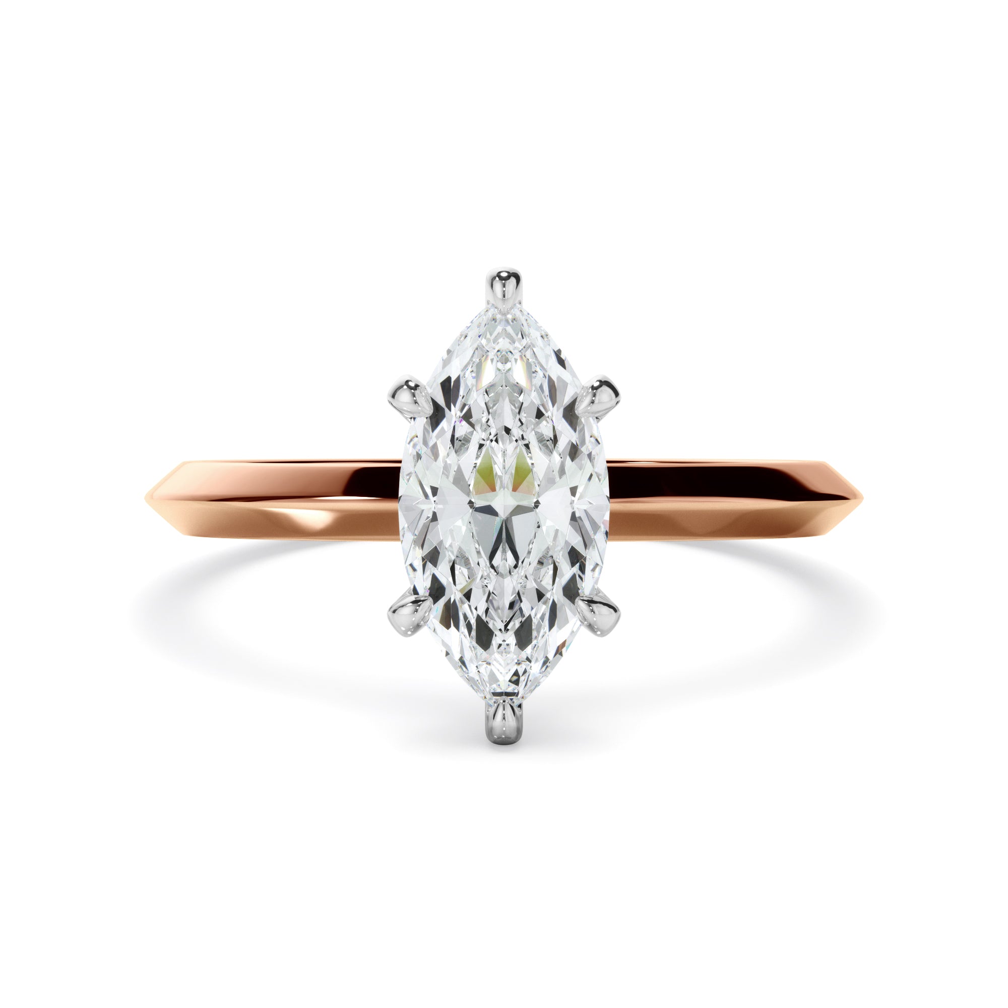 Marquise Cut Diamond Solitaire Knife Edge Engagement Ring