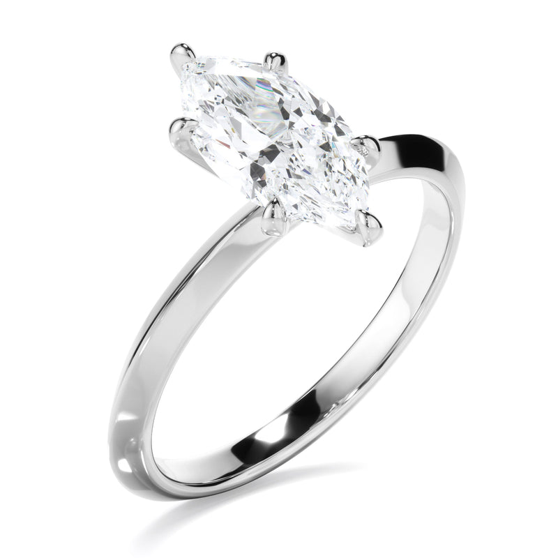 Marquise Cut Diamond Solitaire Knife Edge Engagement Ring