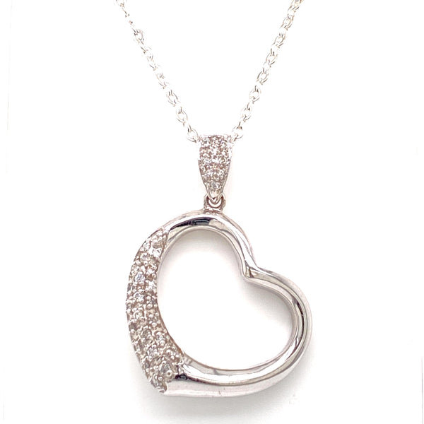 18CT White Gold Diamond Set Heart Pendant