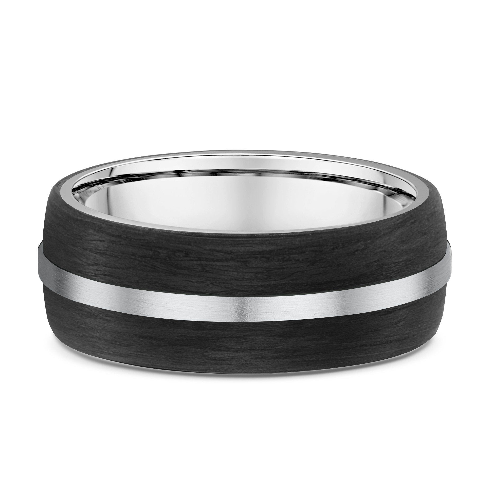 9ct White Gold & Black Carbon Fibre Wedding Ring