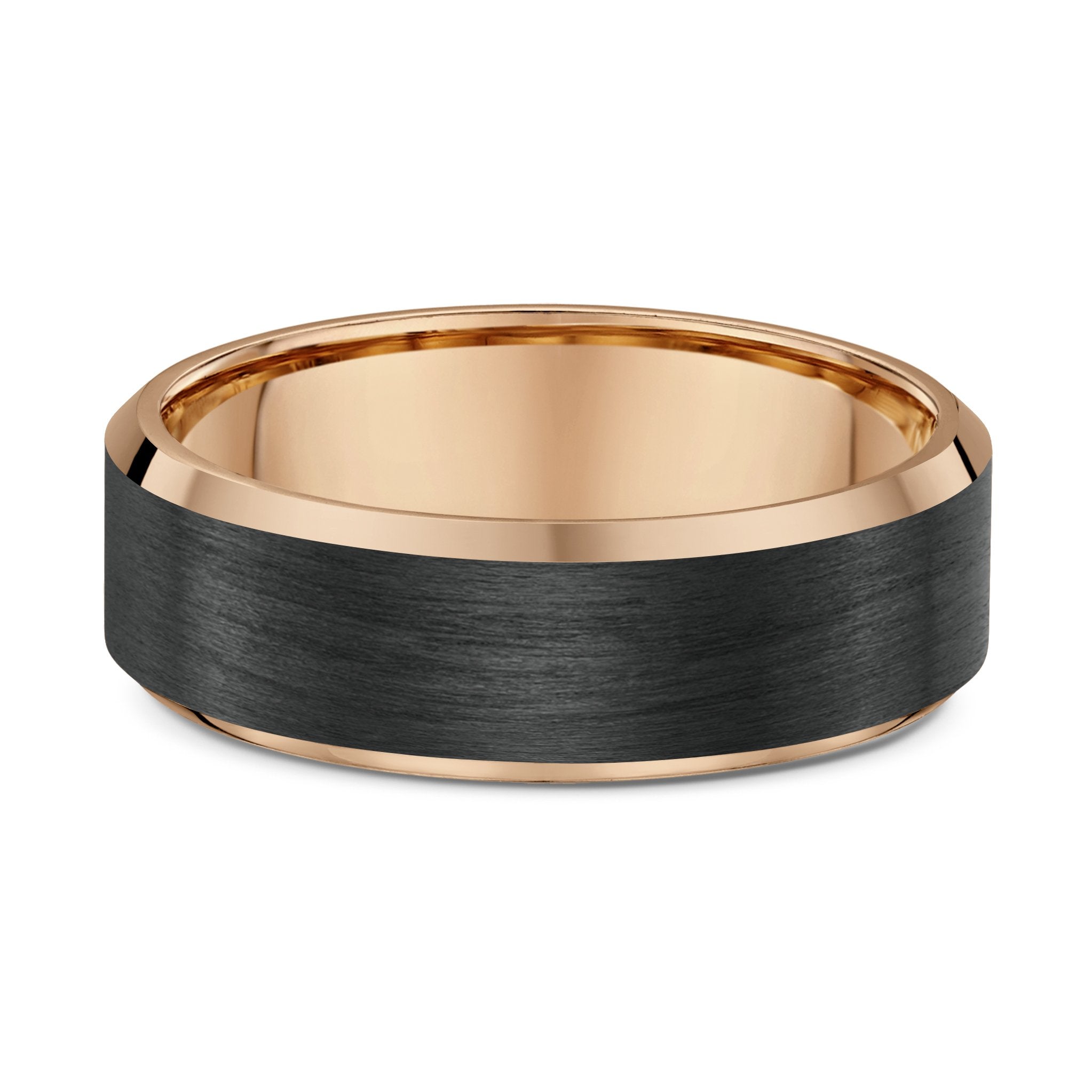 9ct Rose Gold & Black Carbon Fibre Wedding Ring
