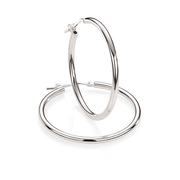 Silver polished hoops 30mm