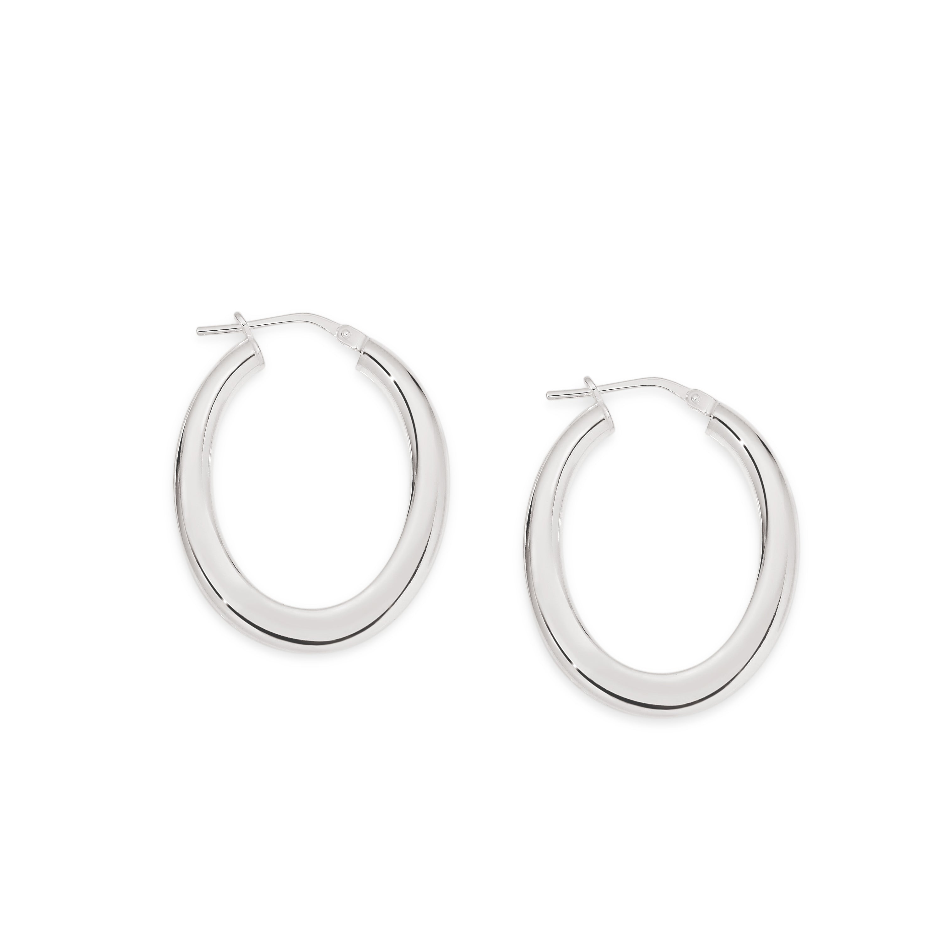 Silver tapered hoops 15x20mm oval