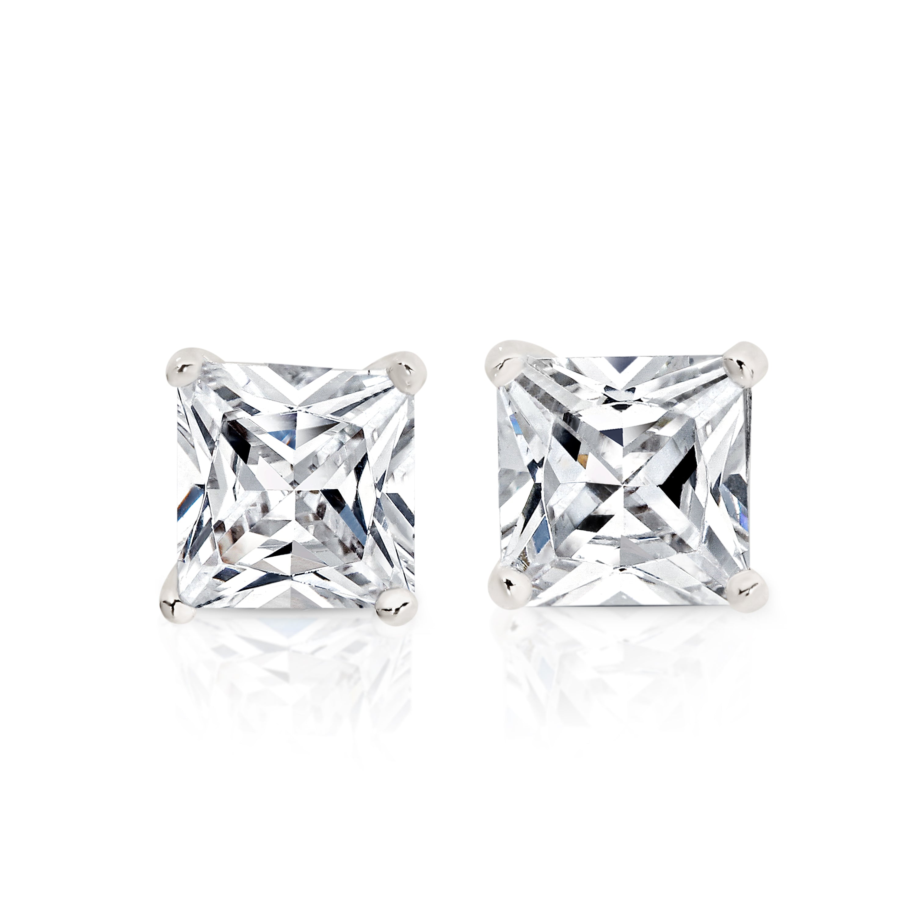 Silver square cubic zirconia studs 5mm