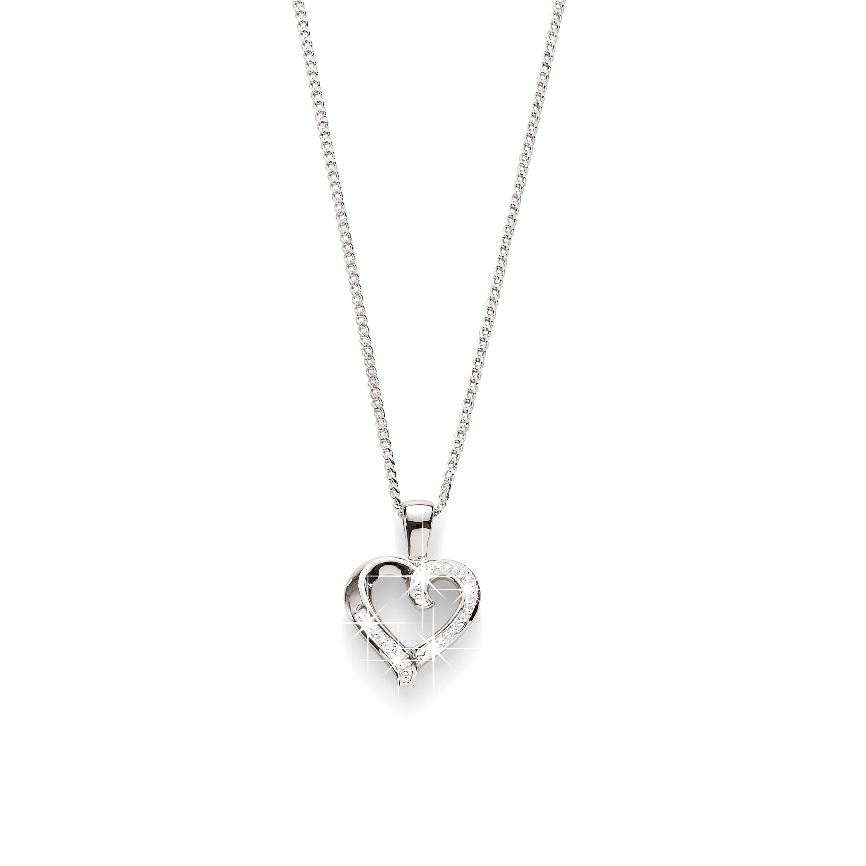 Silver diamond heart pendant