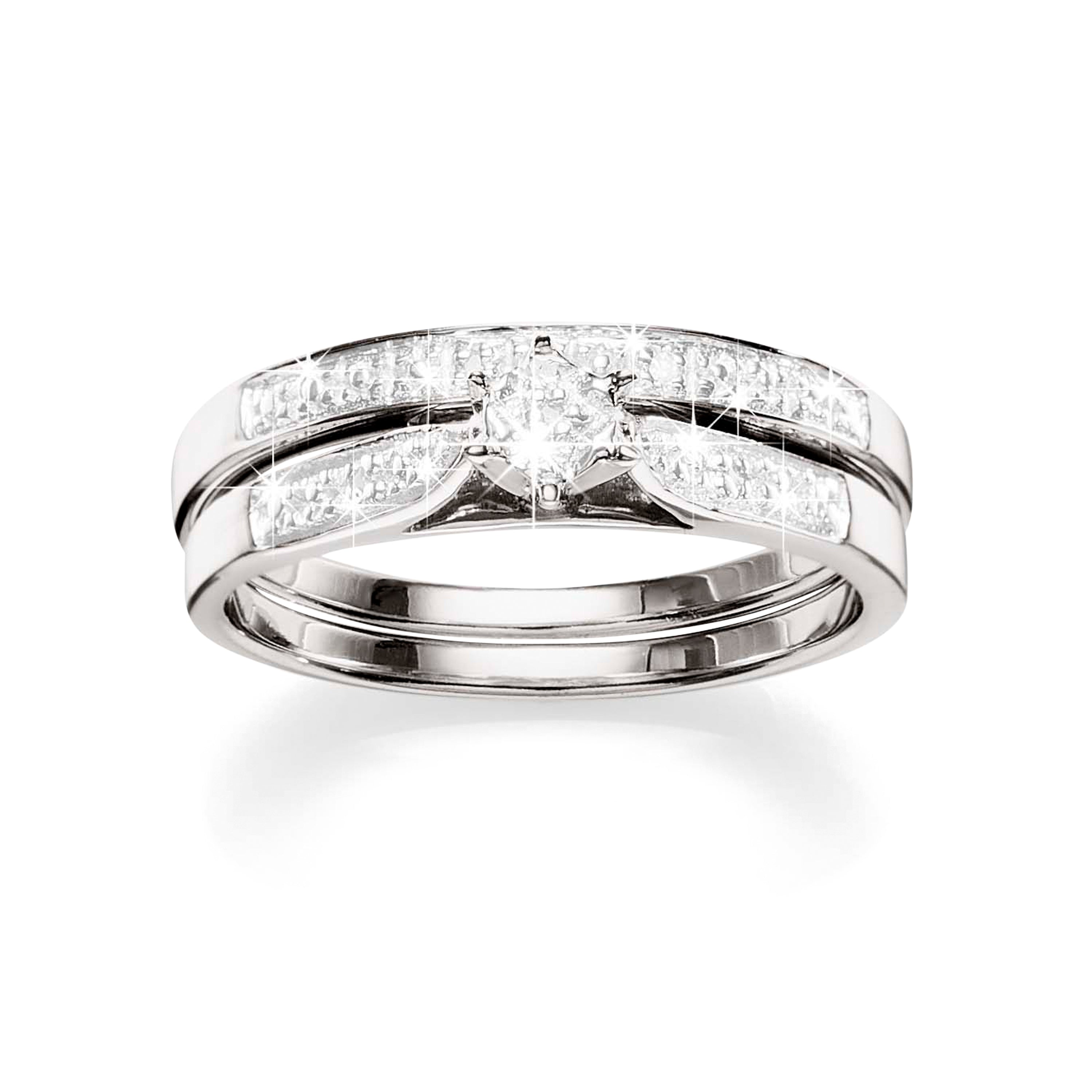 Silver diamond 2 ring set