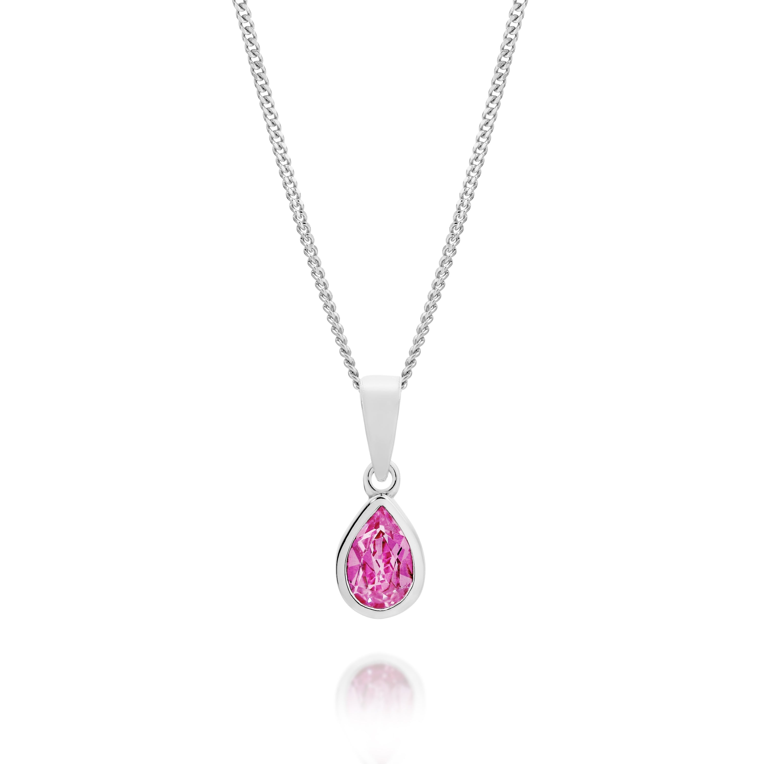 Silver created pink sapphire pendant