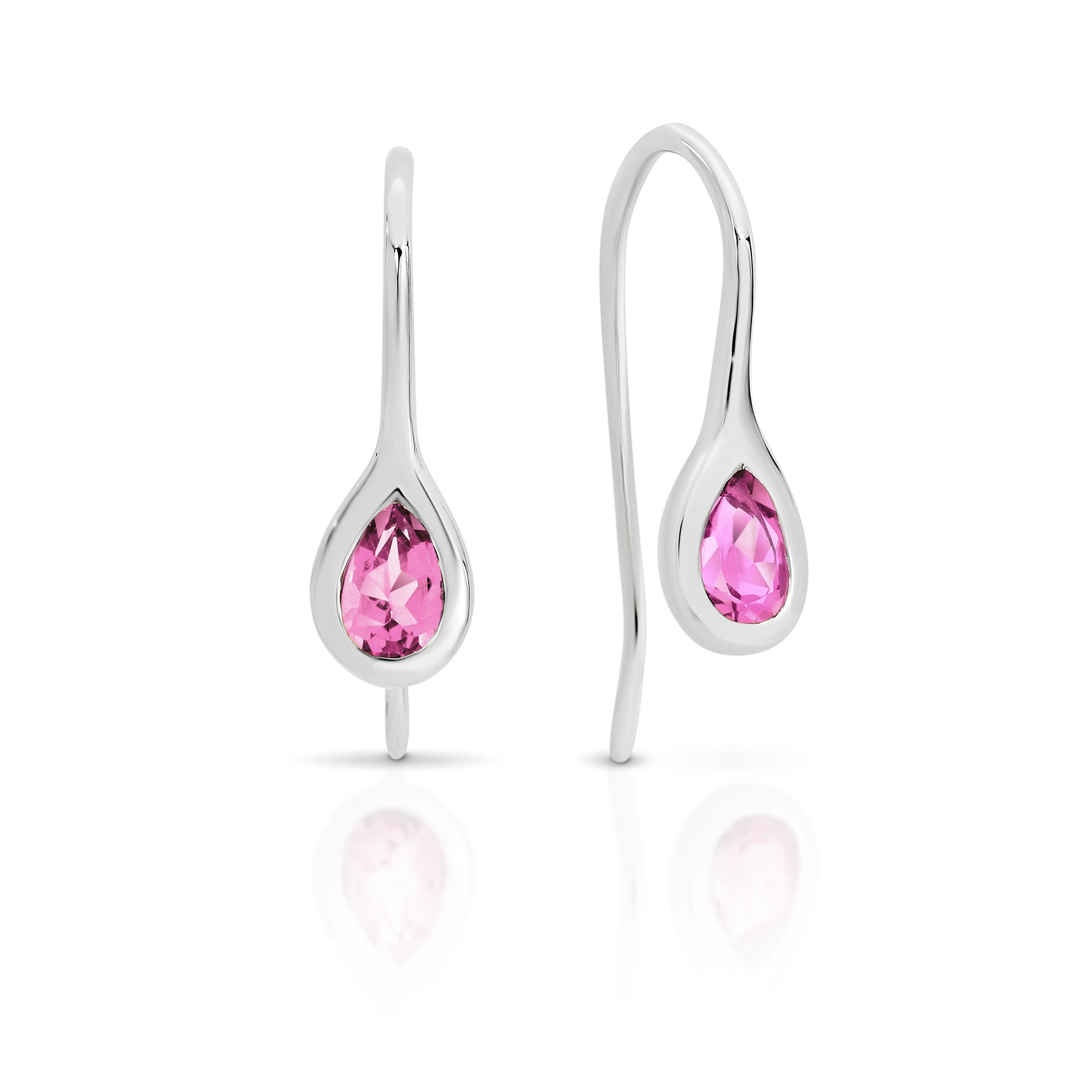 Silver created pink sapphire earrings