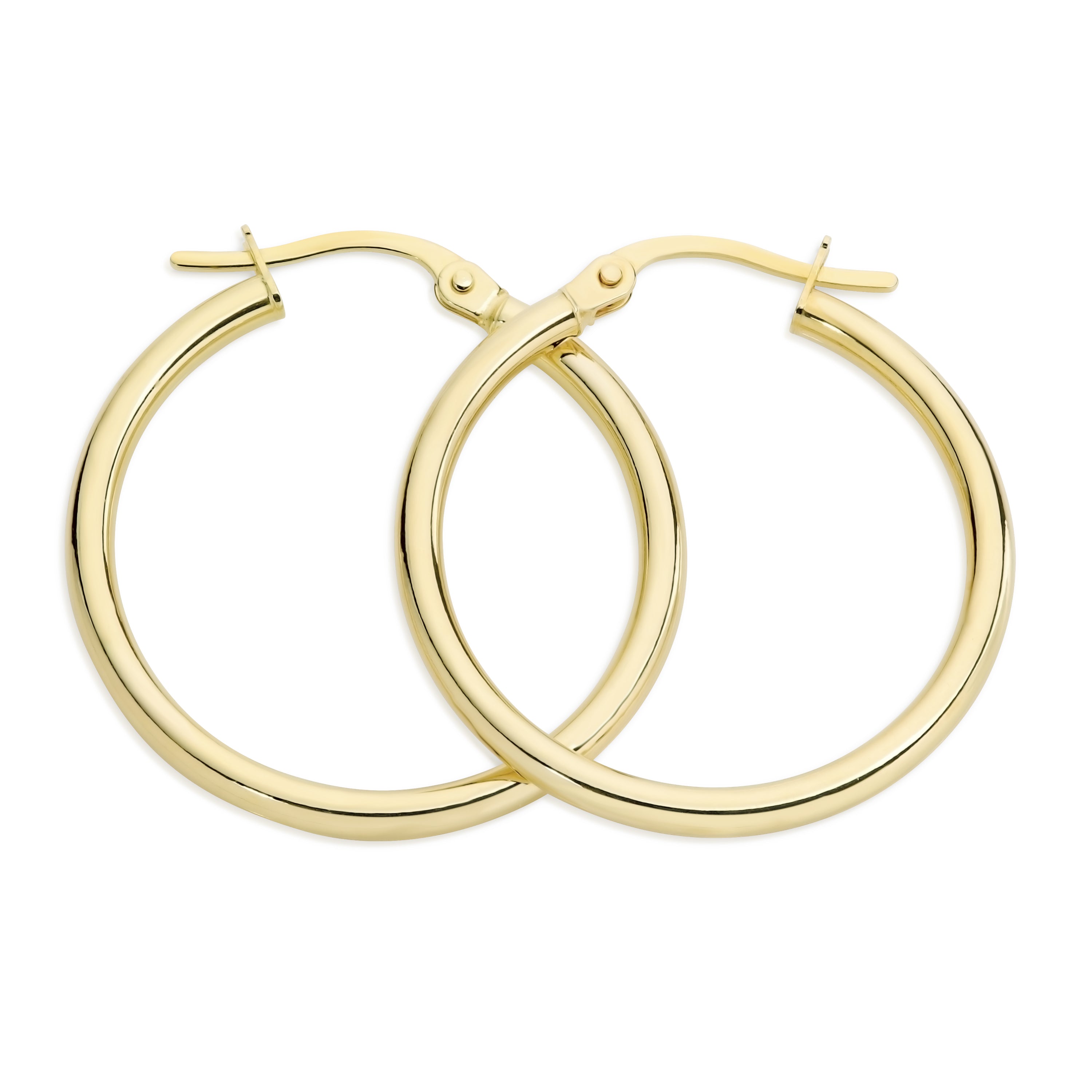 9ct gold polished hoops 20mm