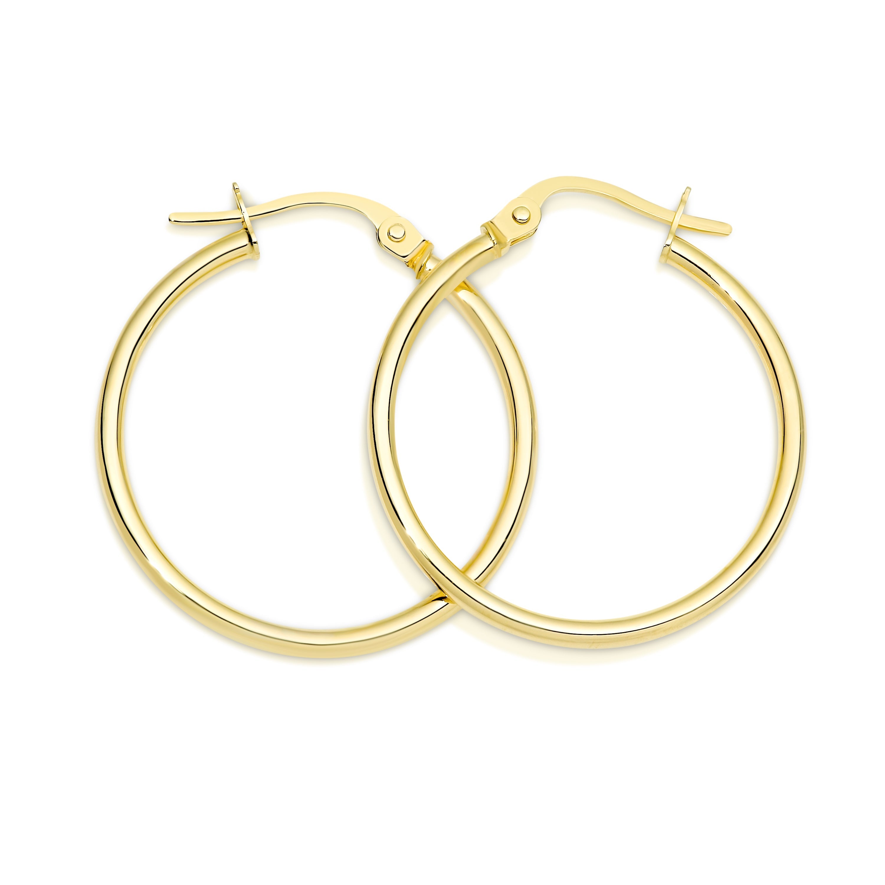 9ct gold polished hoops 20mm