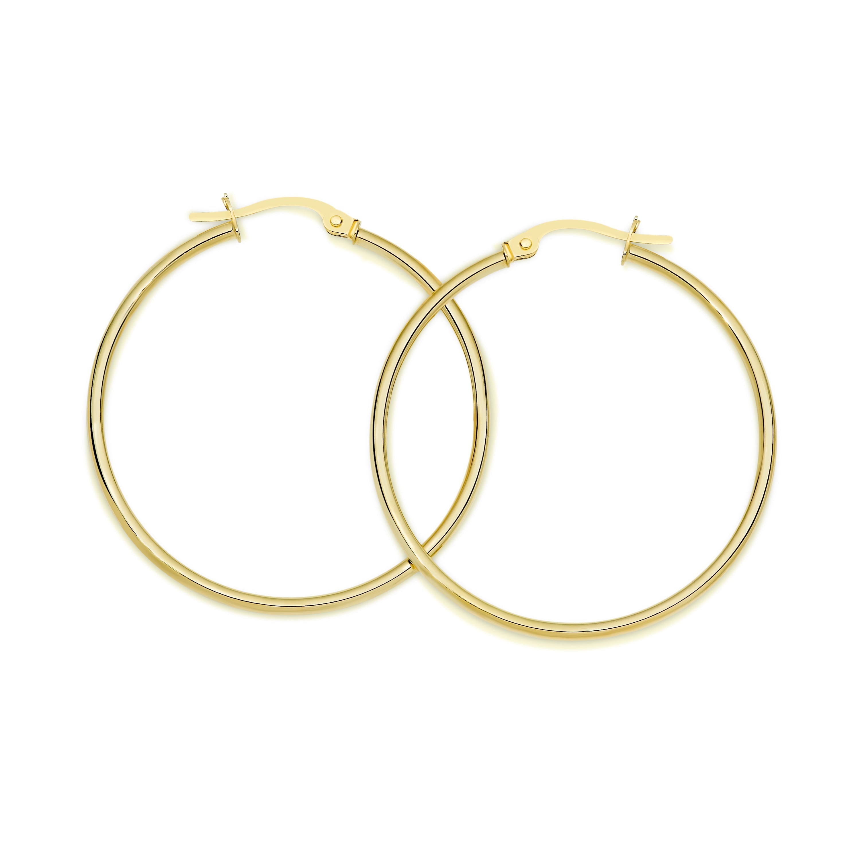 9ct gold polished hoops 30mm