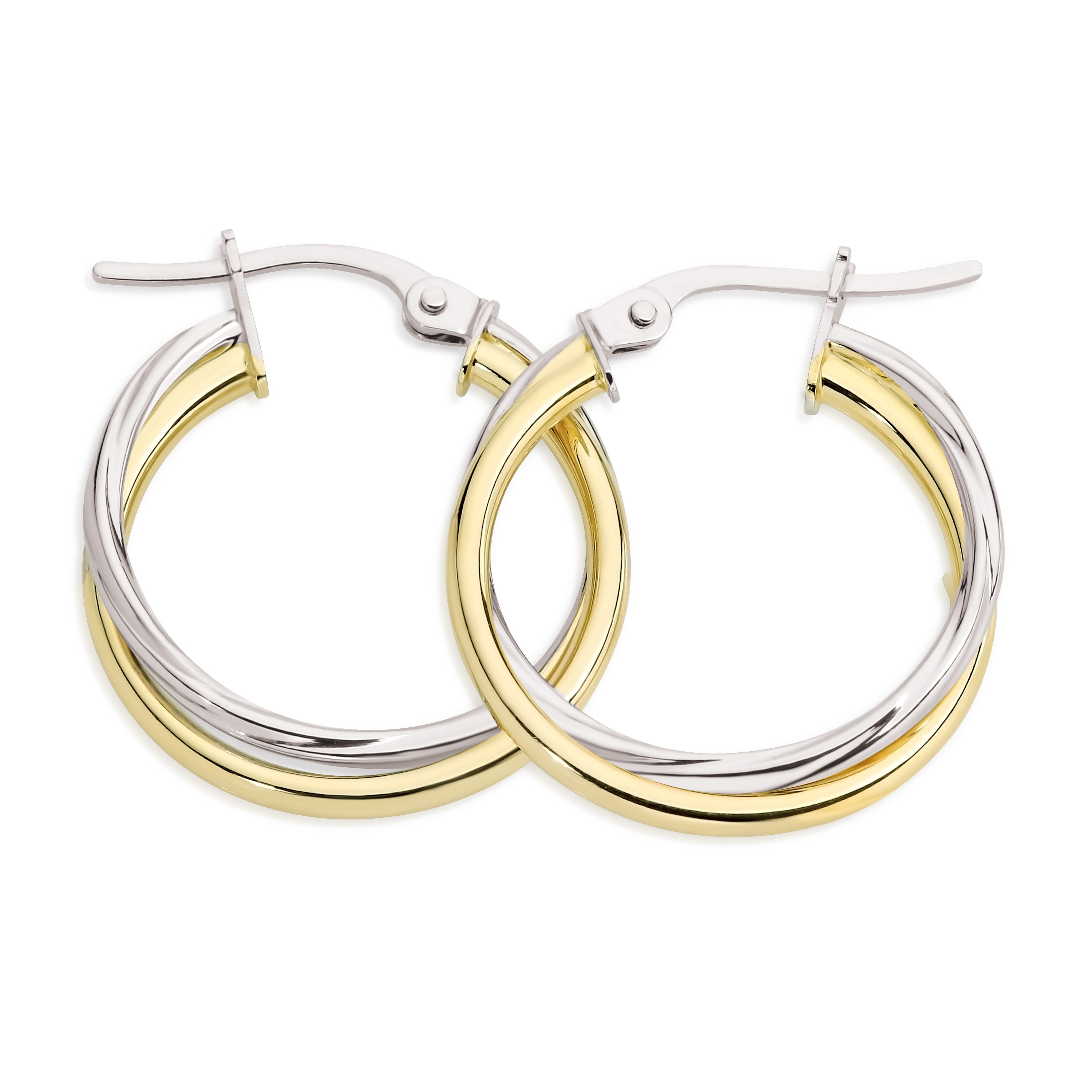 9ct gold double tube hoops 15mm
