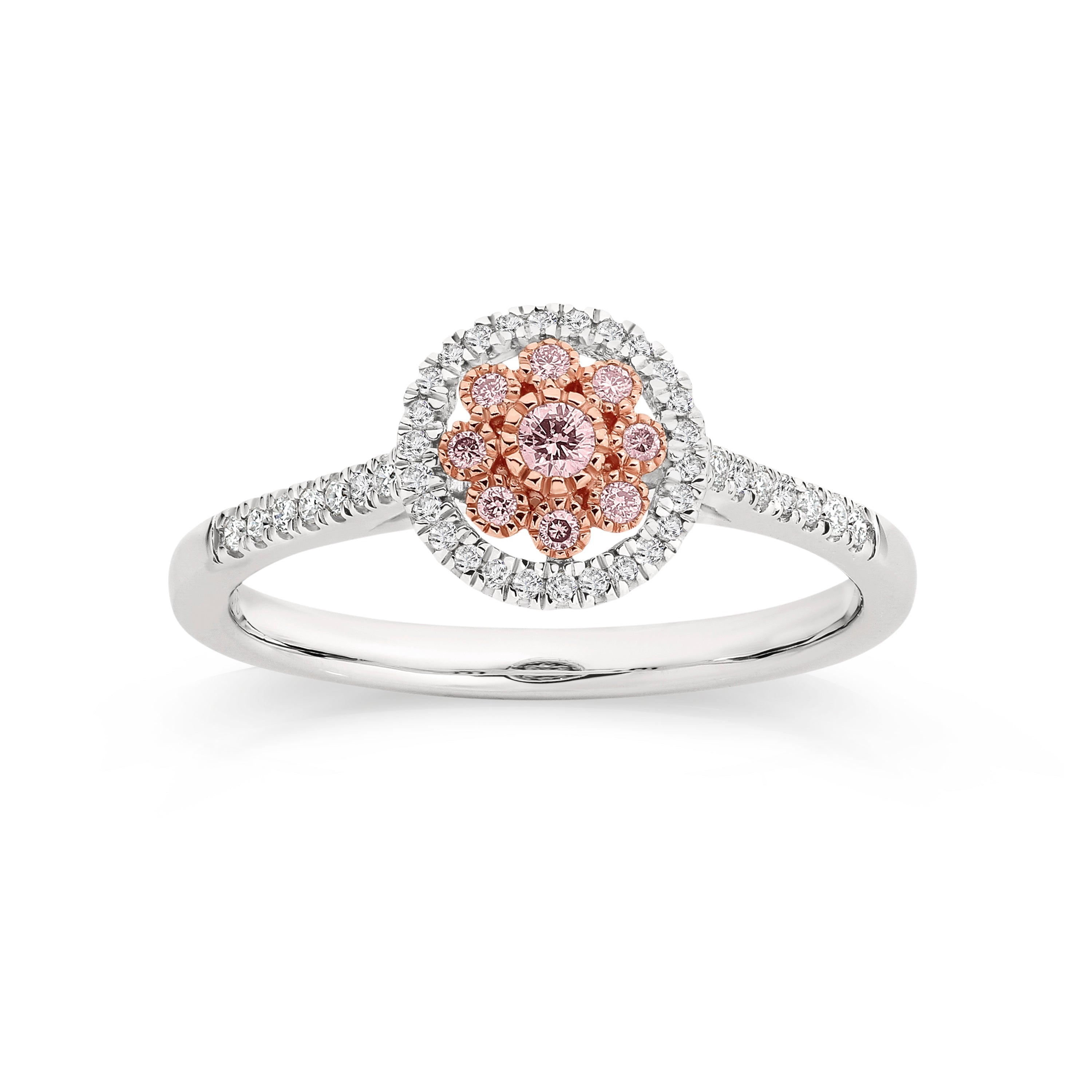 9ct white gold 0.25ct Australian pink diamond ring