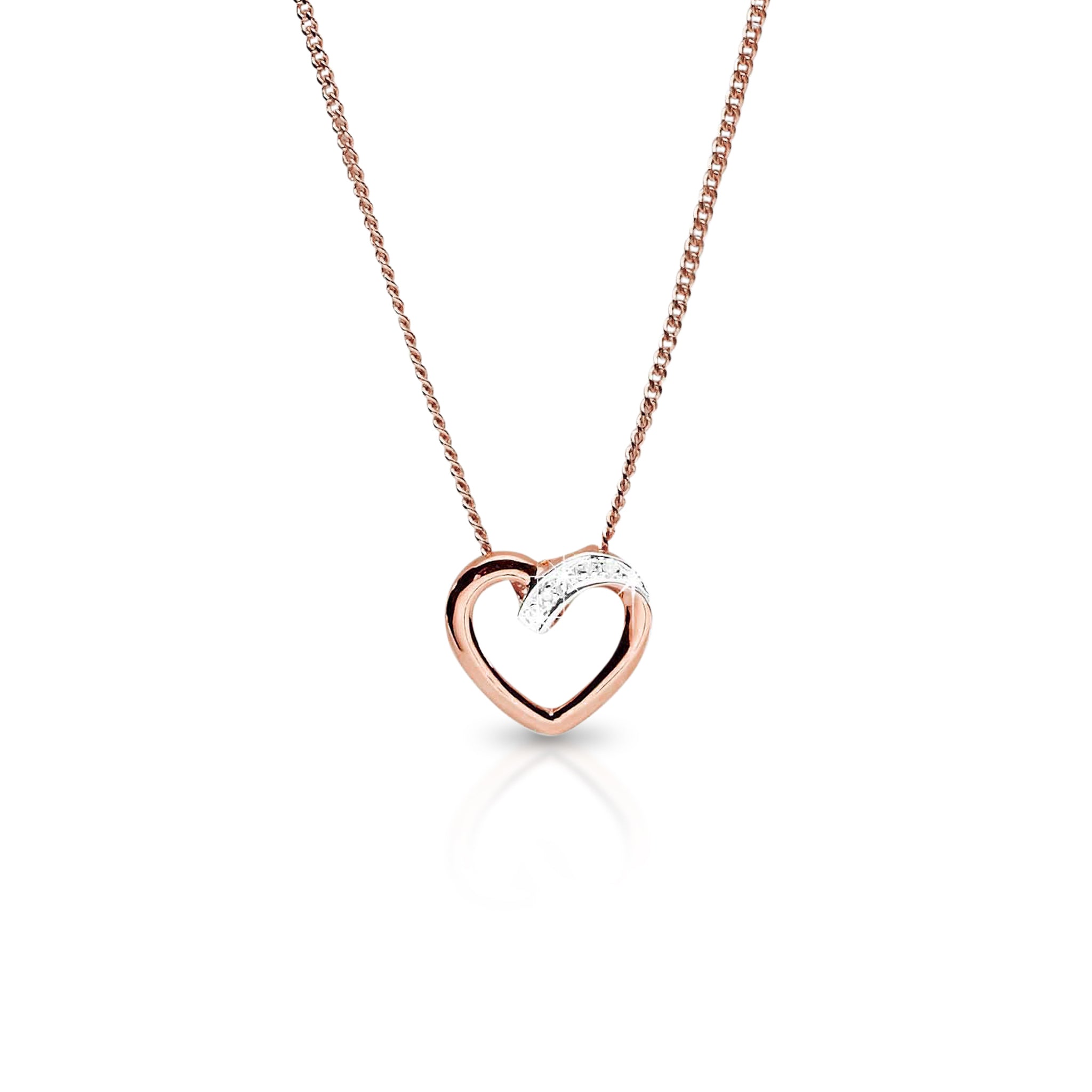 9ct rose gold diamond heart pendant
