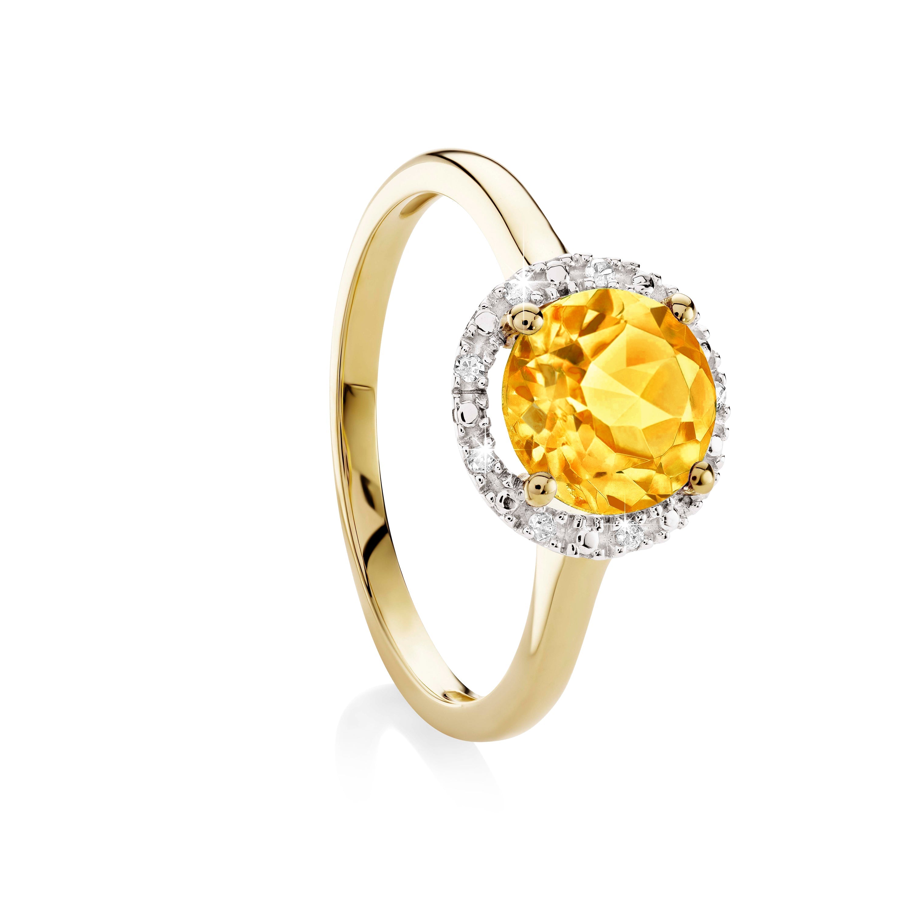 9ct gold citrine & diamond ring