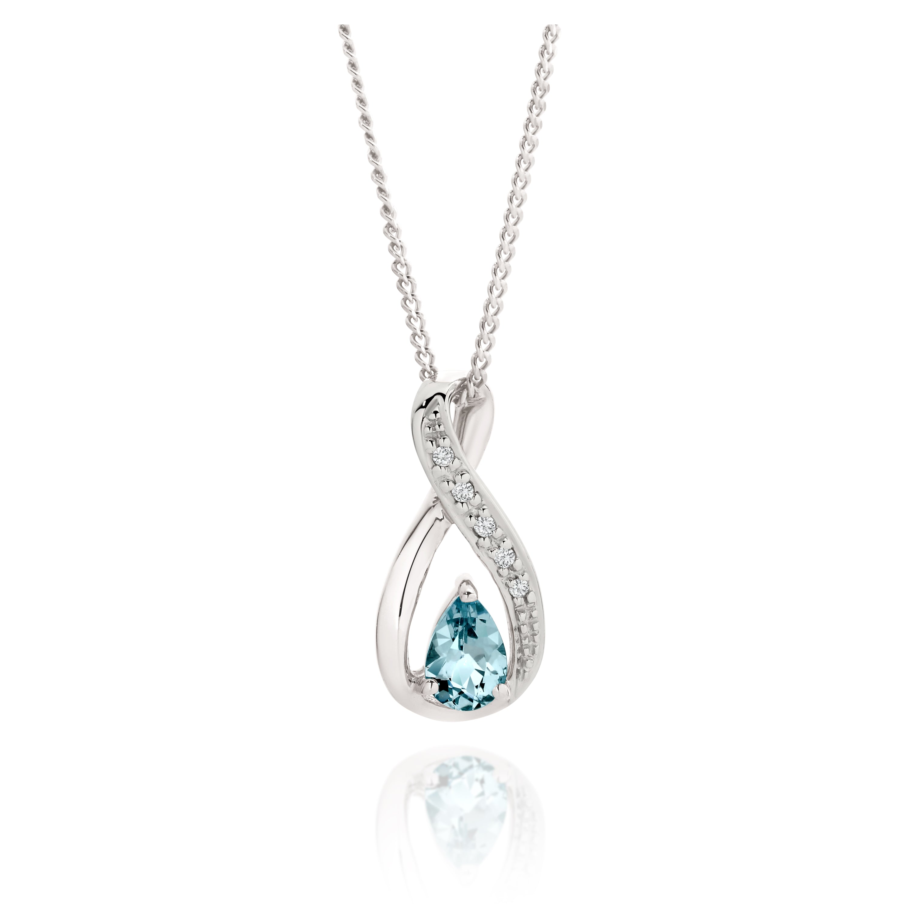 9ct white gold aquamarine & diamond pendant