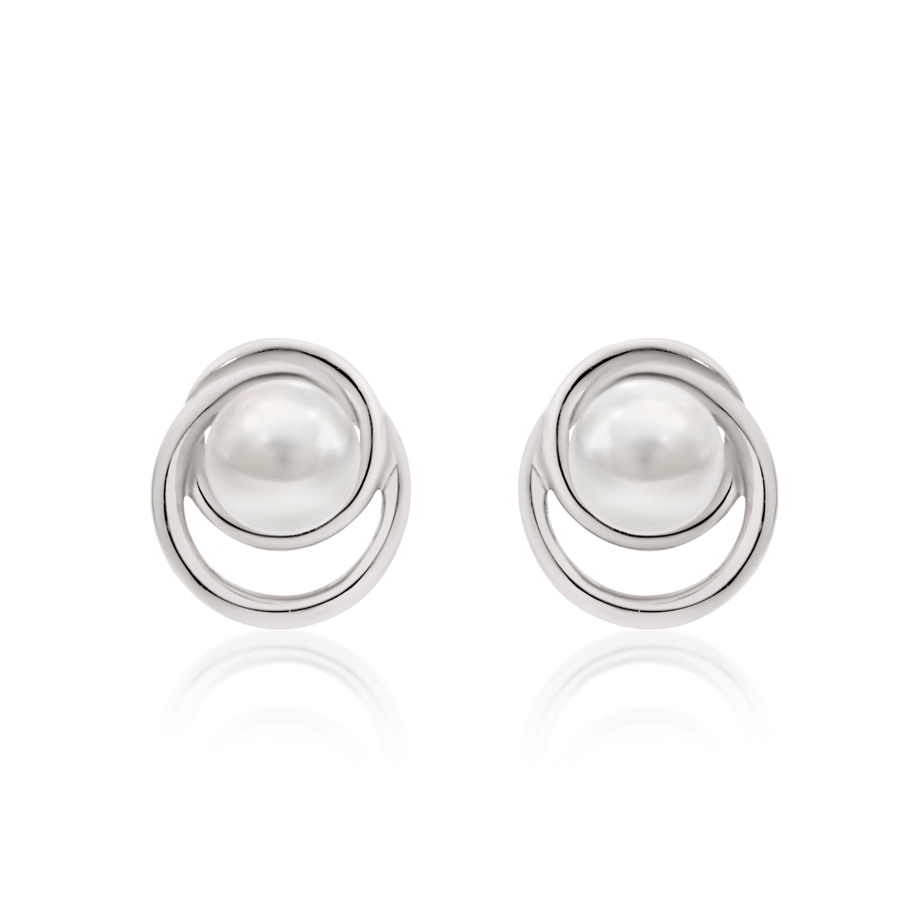 9ct white gold pearl studs
